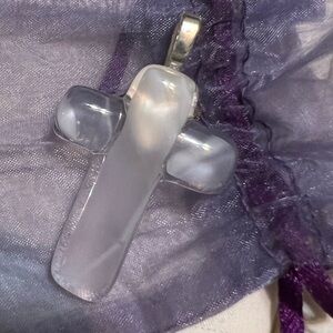 ****Donated****White clear stone cross pendant